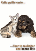 Un c&acirc;lin de chat et de chiot pour maman